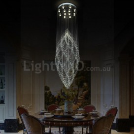 12 Light Spiral Modern K9 Crystal Sparkle Luxury Rain Drop Chandelier