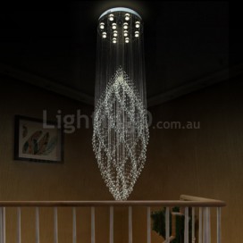 12 Light Spiral Modern K9 Crystal Sparkle Luxury Rain Drop Chandelier