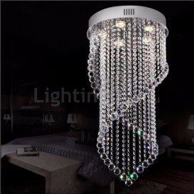 5 Light Double Spiral Modern K9 Crystal Sparkle Luxury Rain Drop Chandelier