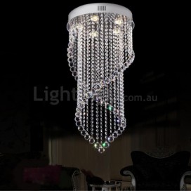 5 Light Double Spiral Modern K9 Crystal Sparkle Luxury Rain Drop Chandelier