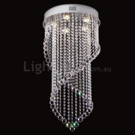 5 Light Double Spiral Modern K9 Crystal Sparkle Luxury Rain Drop Chandelier