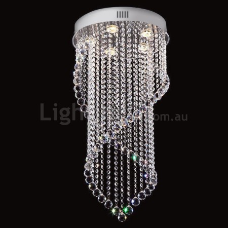 5 Light Double Spiral Modern K9 Crystal Sparkle Luxury Rain Drop Chandelier