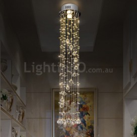 1 Light Round Spiral Modern K9 Crystal Sparkle Luxury Rain Drop Chandelier