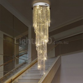 Round Spiral Modern K9 Crystal Sparkle Luxury Rain Drop Chandelier