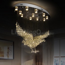 11 Light Eagle Modern K9 Crystal Sparkle Luxury Rain Drop Chandelier