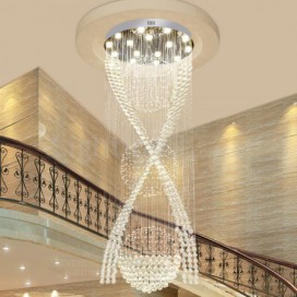 15 Light Double Spiral Modern K9 Crystal Three Spheres Luxury Rain Drop Chandelier