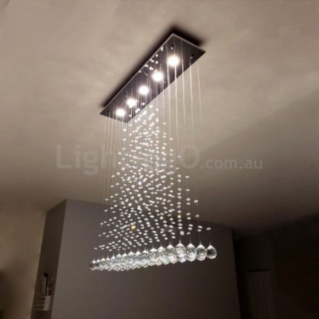 5 Light Modern K9 Crystal Sparkle Luxury Rain Drop Chandelier