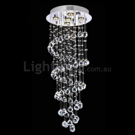 5 Light Spiral Modern K9 Crystal Sparkle Luxury Rain Drop Chandelier