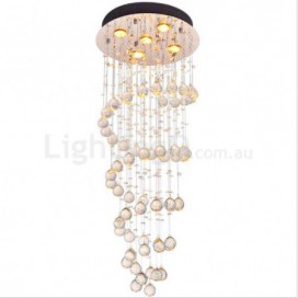 5 Light Spiral Modern K9 Crystal Sparkle Luxury Rain Drop Chandelier