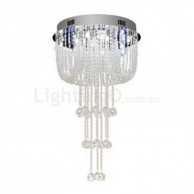 Round Modern K9 Crystal Sparkle Luxury Rain Drop Chandelier