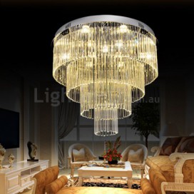 Round 4 Tier Modern K9 Crystal Sparkle Luxury Rain Drop Chandelier