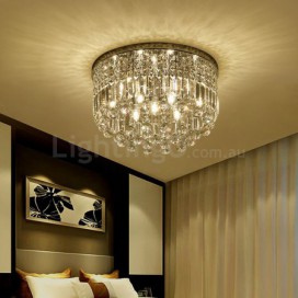 Round Modern K9 Crystal Sparkle Luxury Rain Drop Chandelier