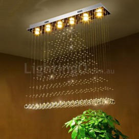 6 Light Modern K9 Crystal Sparkle Luxury Rain Drop Chandelier