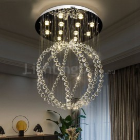 12 Light Ball Modern K9 Crystal Sparkle Luxury Rain Drop Chandelier