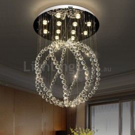 12 Light Ball Modern K9 Crystal Sparkle Luxury Rain Drop Chandelier