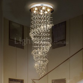 7 Light Spiral Modern K9 Crystal Sparkle Luxury Rain Drop Chandelier