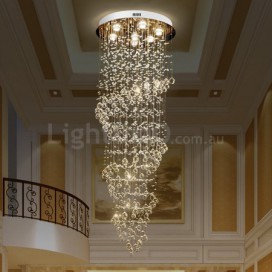 7 Light Spiral Modern K9 Crystal Sparkle Luxury Rain Drop Chandelier