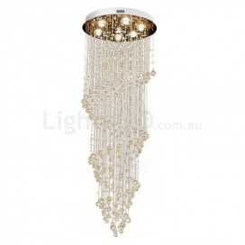 7 Light Spiral Modern K9 Crystal Sparkle Luxury Rain Drop Chandelier