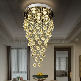 6 Light Round Modern K9 Crystal Sparkle Luxury Rain Drop Chandelier