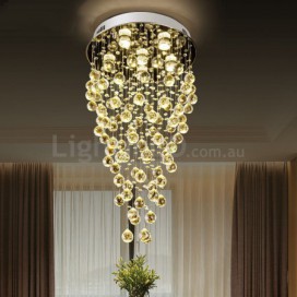 6 Light Round Modern K9 Crystal Sparkle Luxury Rain Drop Chandelier