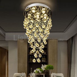 6 Light Round Modern K9 Crystal Sparkle Luxury Rain Drop Chandelier
