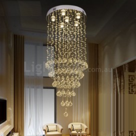 6 Light Round Modern K9 Crystal Sparkle Luxury Rain Drop Chandelier