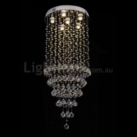 6 Light Round Modern K9 Crystal Sparkle Luxury Rain Drop Chandelier