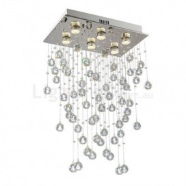 6 Light Modern K9 Crystal Sparkle Luxury Rain Drop Chandelier