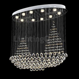 10 Light Sailboat Modern K9 Crystal Sparkle Luxury Rain Drop Chandelier