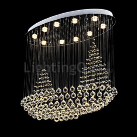 10 Light Sailboat Modern K9 Crystal Sparkle Luxury Rain Drop Chandelier