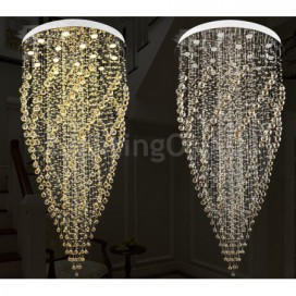 Spiral Round Modern K9 Crystal Sparkle Luxury Rain Drop Chandelier