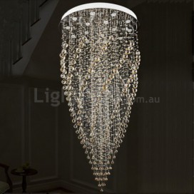 Spiral Round Modern K9 Crystal Sparkle Luxury Rain Drop Chandelier