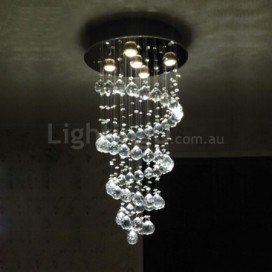 5 Light Spiral Modern K9 Crystal Sparkle Luxury Rain Drop Chandelier