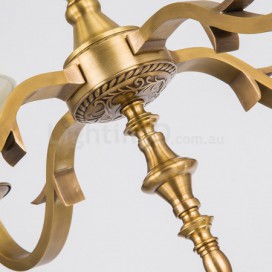 8 Light Retro Rustic Luxury Brass Chandelier with Fabric Shade