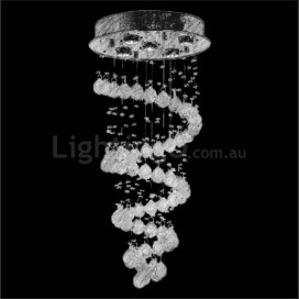 5 Light Spiral Modern K9 Crystal Sparkle Luxury Rain Drop Chandelier