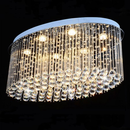 6 Light Modern K9 Crystal Sparkle Luxury Rain Drop Chandelier