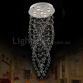 5 Light Spiral Modern K9 Crystal Sparkle Luxury Rain Drop Chandelier