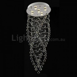 5 Light Spiral Modern K9 Crystal Sparkle Luxury Rain Drop Chandelier