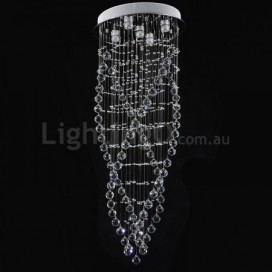 5 Light Spiral Modern K9 Crystal Sparkle Luxury Rain Drop Chandelier