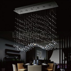 6 Light Wave Modern K9 Crystal Sparkle Luxury Rain Drop Chandelier