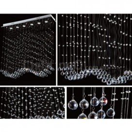 6 Light Wave Modern K9 Crystal Sparkle Luxury Rain Drop Chandelier