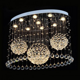 9 Light 3 Balls Modern K9 Crystal Sparkle Luxury Rain Drop Chandelier