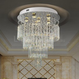 6 Light 4 Tier Round Modern K9 Crystal Sparkle Luxury Rain Drop Chandelier