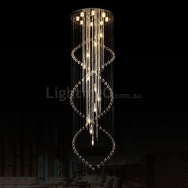 19 Light (8 + 11)Double Spiral Round Modern K9 Crystal Sparkle Luxury Rain Drop Chandelier
