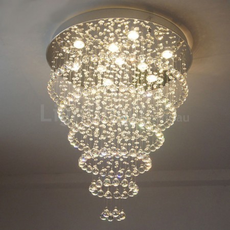 Round Modern K9 Crystal Sparkle Luxury Rain Drop Chandelier