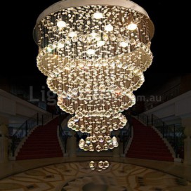 Round Modern K9 Crystal Sparkle Luxury Rain Drop Chandelier