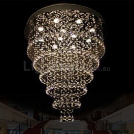 Round Modern K9 Crystal Sparkle Luxury Rain Drop Chandelier