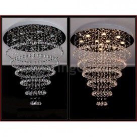 Round Modern K9 Crystal Sparkle Luxury Rain Drop Chandelier