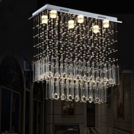 6 Light 2 Tier Modern K9 Crystal Sparkle Luxury Rain Drop Chandelier