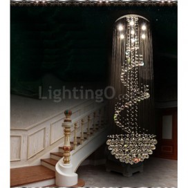 7 Light Spiral Modern K9 Crystal Sparkle Luxury Rain Drop Chandelier